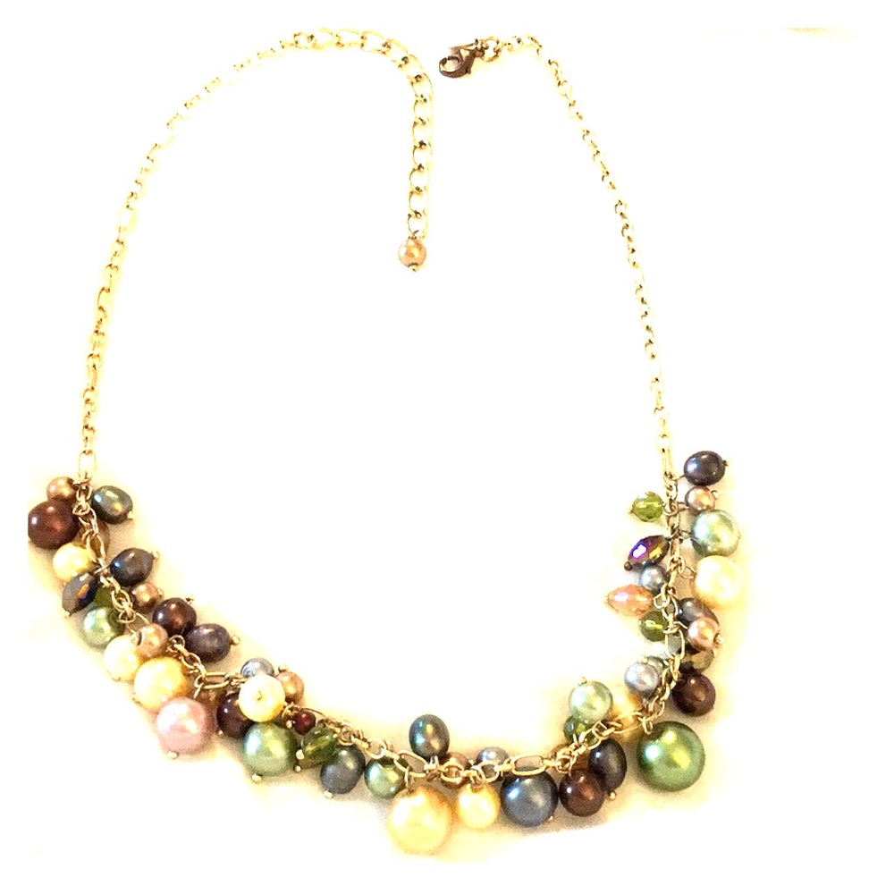 Beaded necklace on gold chain